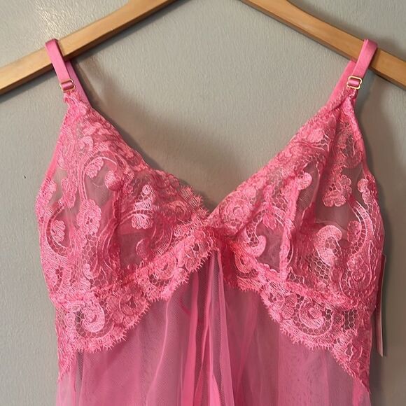 New! Victoria's Secret Very Sexy Sheer Boho Floral Embroidery Babydoll size L - Picture 4 of 13